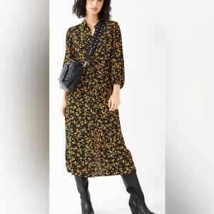 HUSH Floral Black and Yellow Women's Dress 🐝🌼💐🖤💛